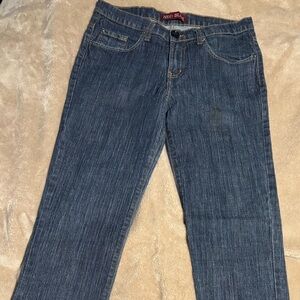 Neo Blue Denim Jeans with Orange Stitching vintage size 32 excellent nwot